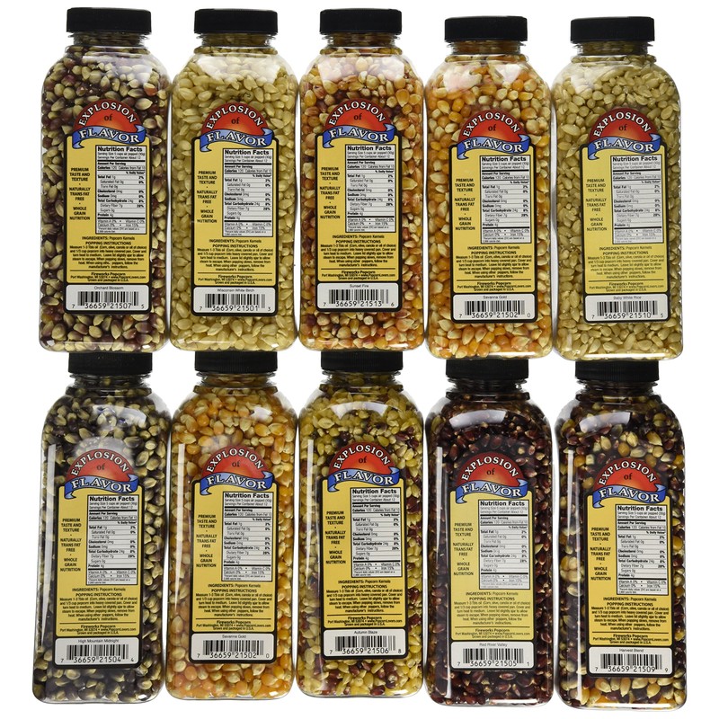 Fireworks Organic Popcorn Kernels - Assorted Gourmet Heirloom Variety Pack