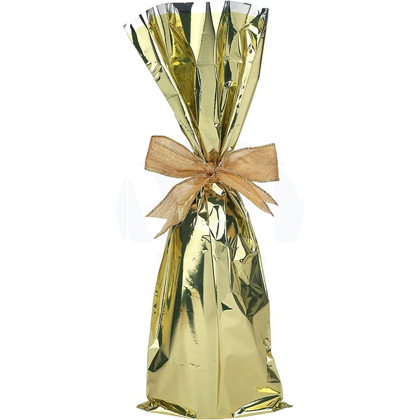 Metallic Mylar Wine Gold Gift Bags for Bottles by MT Products-Sparkle Look- Great for a Wine Pull - Made in The USA (25 Pieces)