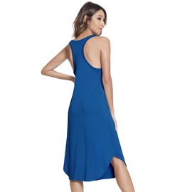 NACHILA Nightgowns for Women Soft Sleeveless Sleepwear Racerback Chemise Sleep Dress, Viscose Made from Bamboo Prussian Blue 4X-Large