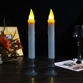 LINCOUNTRY Battery Operated Window Candles Dusk to Dawn,Window Candles Battery Operated with Timer,Battery Taper Candles Flickering Flameless with Vintage Holder,Christmas Window Candles Home Decor