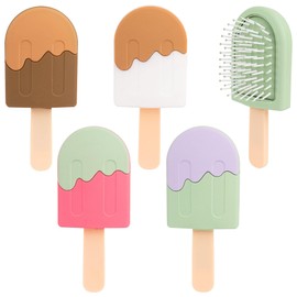 Framendino, 4 Pack Cute Hair Brush Mini Detangle Massage Comb Ice Cream Shaped for Women Easy to Carry