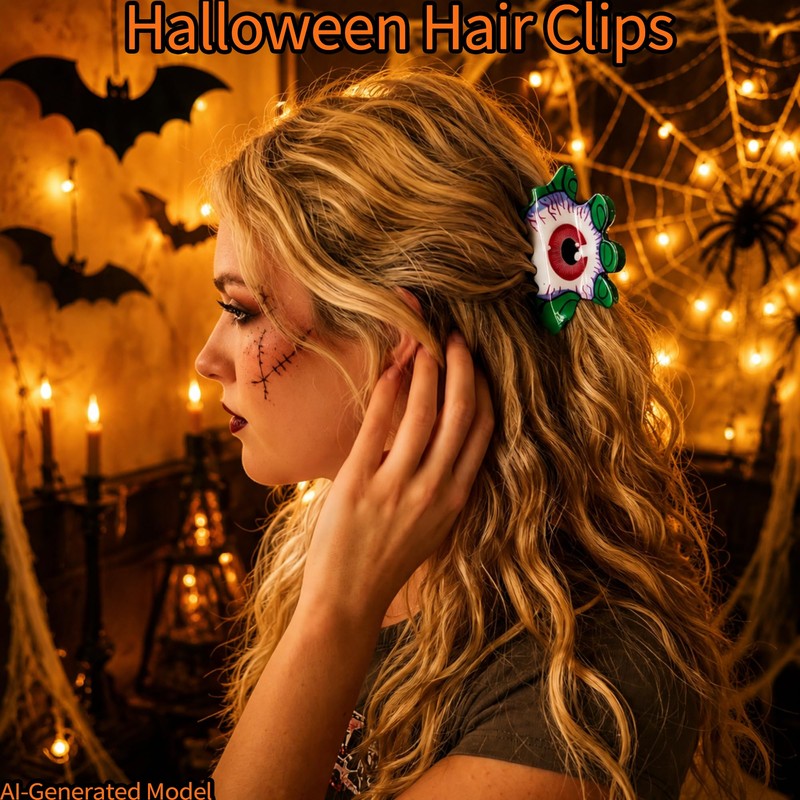 Halloween Spooky Hair Claw Clips with Creepy Evil Eye Monster