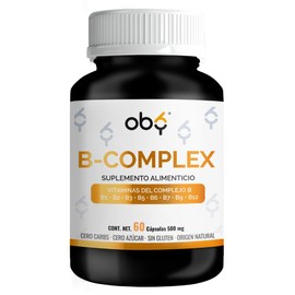 Oby Complejo B Completo | Vitamina B12, B1, B2, B3, B5, B6, B7, B9 | Complex-B Vitaminas B Pura Y Sin Rellenos | Vitaminas Mujer y Hombre | 60 Cápsula