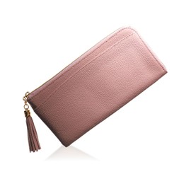 BLUE SINCERE SW3 Women's Genuine Leather L-Shaped Long Wallet, RFID Skimming, YKK L-Shaped Zipper, Tassel Included, Wallet, Bill Purse, Coin Purse Included, swany pink