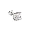 Sterling Silver Square 6mm Clear CZ Crystal Men's Ear Stud