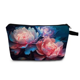 MoCaliduccious Peony Makeup Bag for Women Travel Cosmetic Organizer Bag Teacher Appreciation Gifts Small Zipper Toiletry Bag
