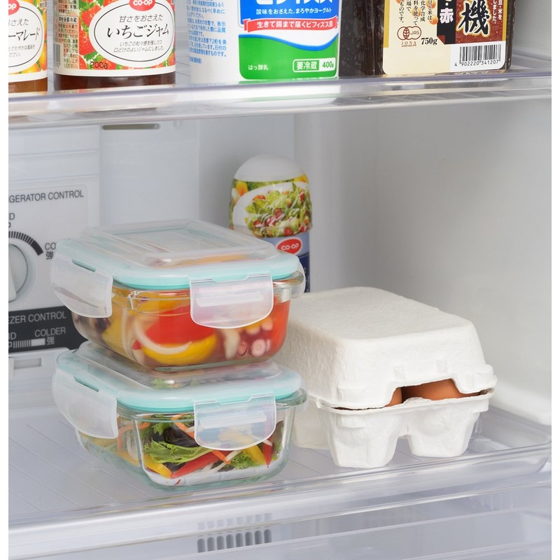 Yoshikawa Glass Container, 4-Point Locking System, Glass Food Storage Container,