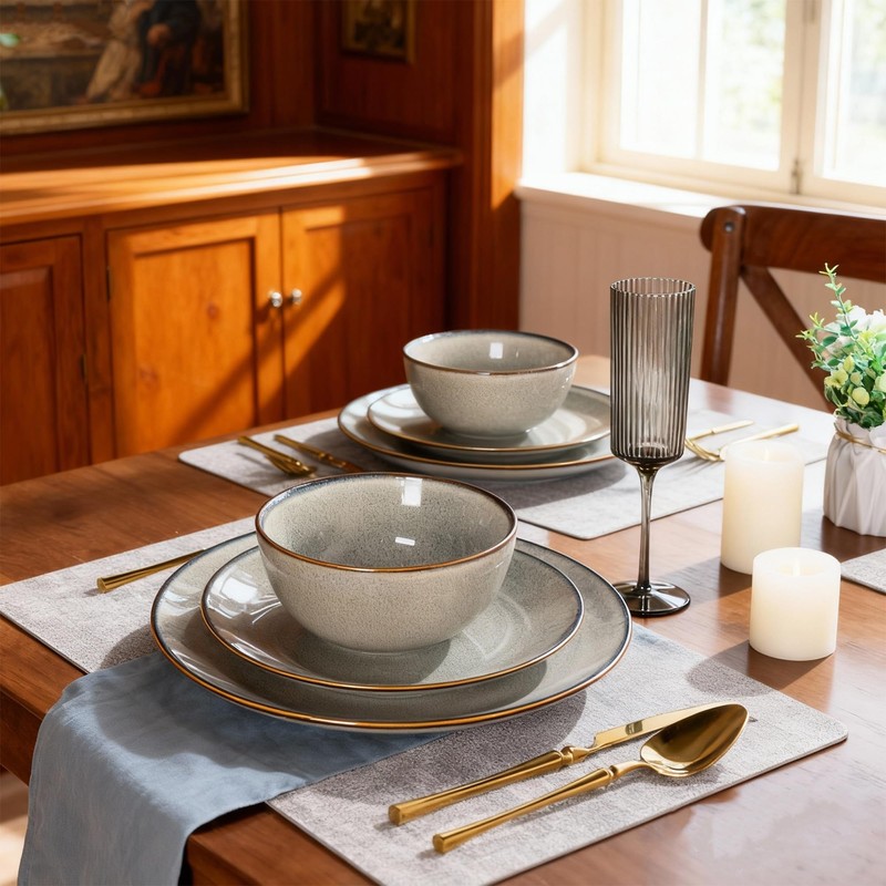 GBHOME Ceramic Dinnerware Sets for 6, 18 Pieces Stoneware Plates