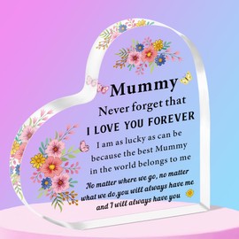 SMARGO Mummy Gifts from Daughter Son Heart-Shaped Acrylic Plaque Gifts for Mummy Best Mummy Gifts from Daughter Son Birthday Christmas Mother's Day Gifts for Mummy