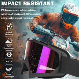 YENPK Dirt Bike Goggles, 2-Pack Motorcycle Goggles Anti-Impact ATV Goggles Motocross Goggles Ski Goggles Windproof Glasses Racing Goggles UV Protection Dust-Proof (Gray+Multicolor)
