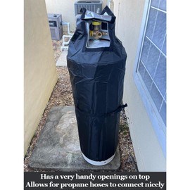 YardJoyliz 100 Pound Propane Tank Insulated Cover 600D Heavy Duty Waterproof 100 lb Propane Tall Tank Gas Cover Steel Large