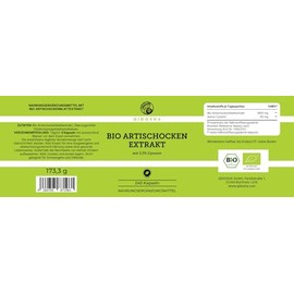 QIDOSHA® Bio Artischocken-Extrakt aus Frankreich, 240 Kapseln im Apothekerglas, 1800mg je Tagesportion, 600mg je Kapsel, mit 2,5% Cynarin, deutsche Fertigung, jede Charge laborgeprüft