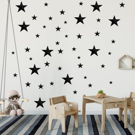 Shappy 32 Pcs Star Mirror Wall Stickers for Bedroom Living Room Decoration DIY Removable Acrylic Mirror Wall Decals for Home Nursery Interior Wallpaper Background Art Decor(Black)