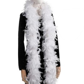 White Feather Boa, 40 Grams 2MWhite Feathers, White Feather Boa White Feather Boa Turkey Feathers for Dancing, Carnival,Christmas,Wedding Centerpieces,Costume,Concert and Home Decoration (White)