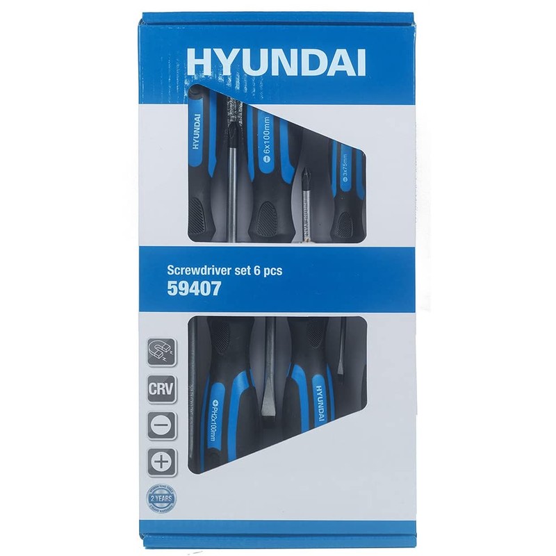 Hyundai 59407 6-Piece Magnetic Screwdriver Set Chrome Vanadium