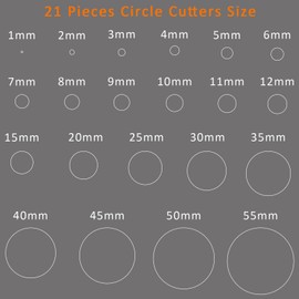 YKSPLUSK Leather Circle Cutter Tool Set, 21 Pieces Circle Punch Tools 1-12mm 15 20 25 30 35 40 45 50 55mm, High Carbon Steel Round Leather Cutting Dies - Hole Punch Tool Kit for DIY Leather Crafts