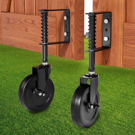 5” Spring Loaded Gate Wheel Side Break Gate Caster Wheel Gate Wheels for Wooden Gate, Fence Gate Wheel Fence Wheels for Gates, Ideal for Outdoor Gates, 200 LBS Capacity, 2 Pcs, Black