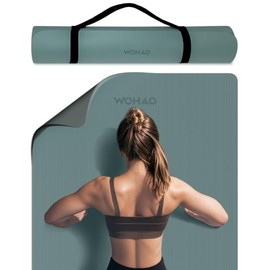Tapete de yoga extra grueso de 8 mm, 183 x 70 cm, antideslizante, reversible de doble color, material POE de alta calidad, con correa de transporte pa