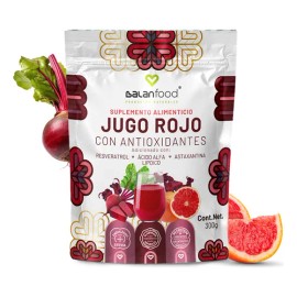 Jugo Rojo con Antioxidantes Resveratrol y Astaxantina - Sabor Frutos Rojos Bebida Saludable y Refrescante 100% Natural, Energizante y Rico en Nutrientes Ideal para el Bienestar Diario
