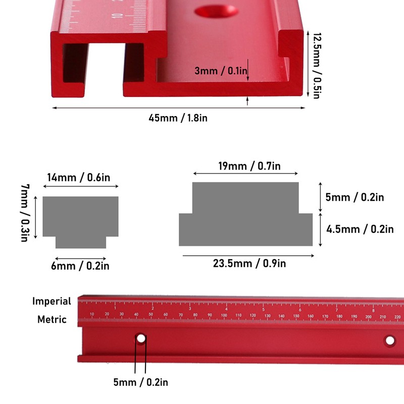 45 Type Woodworking Chute Aluminum Alloy Guide Rail Push Handle
