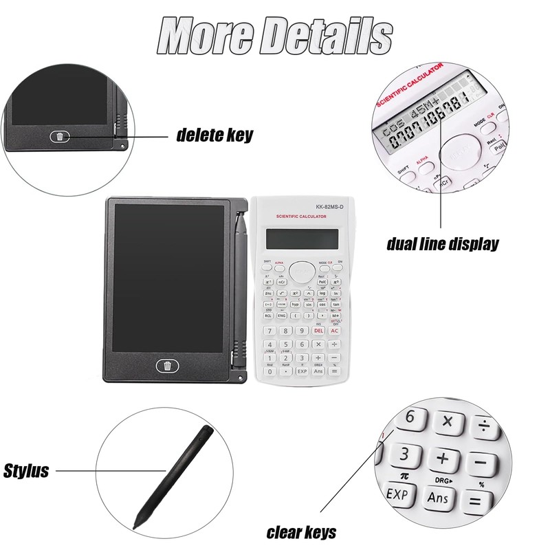 KK-82MS-B/KK-82MS-D Portable Engineering Scientific Calculator with 4.4 Inch LCD Erasable