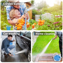 Kitness Mini Retractable Garden Hose Reel, Portable Simple Home 45+5 FT Hose Reel with 7 Adjustable Patterns Spray Nozzle&Standard Connector, Watering Hose Reel for Gardens Yards and lawns (Bule)