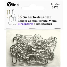 3176 Mini Safety Pins (Pear Shape) Silver Approx. 22 mm Pack of 36