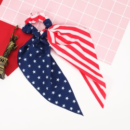4th July Hair Scrunchies for Women Girls American Flag Hair Tie Scrunchie Elastics Independence Day Hair Bands Hair Accessories