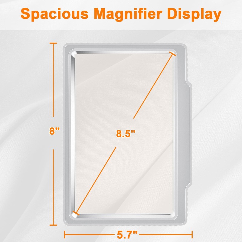 5 x Full Sided Magnifying Glass for Reading, Lightweight Handheld