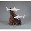Mako Shark Duo Sculpture by John Perry Pellucida 6in Long