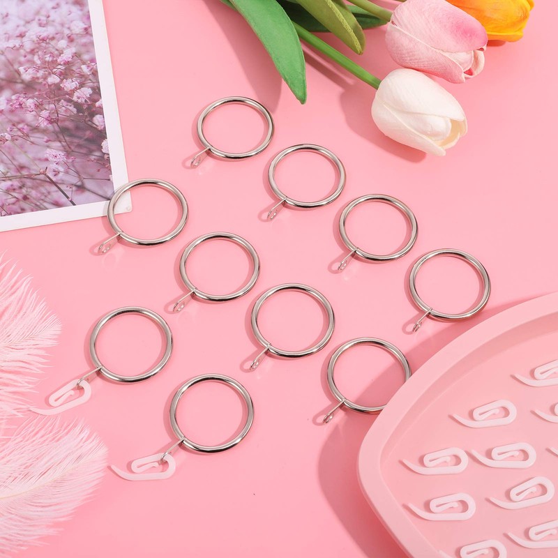 tonyg-p 20 Pack Metal Curtain Rings with Plastic Curtain Hooks,