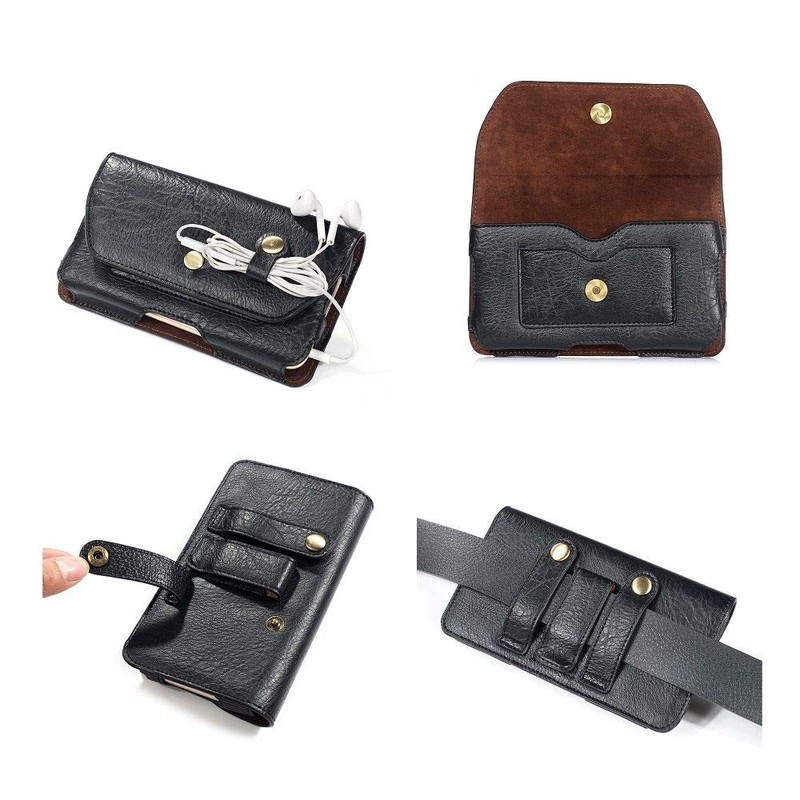 DFVmobile Case Horizontal Leather Belt Clip with Earphone Holder for
