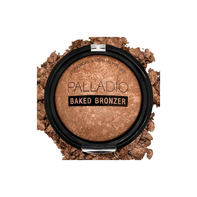Palladio Baked Bronzer, altamente pigmentado y fácil de mezclar, brillo