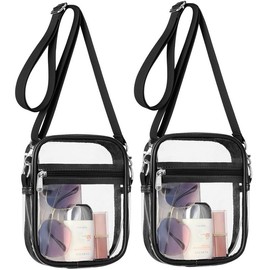 Cambond Clear PVC Bag Stadium Approved - Clear Purses for Women Stadium Crossbody Messenger Bag for Concerts Sporting Events - Color: Black+Black