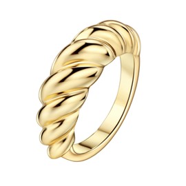 ALTENEVIA 18K Gold Plated Chunky Dome Rings for Women Statement Ring Thick Band Star Celestial Women Fashion Rings, Metal