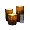 NICEME LED Pine Bark Flameless Candles with Remote Timer Set