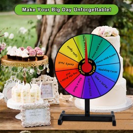 Mutualsign 16 Inch Prize Wheel Spinner with Stand - Tabletop Color Spinning Wheel for Prizes, Spin The Wheel Game with 10 Slots, Roulette Wheel Spinner for Trade Show, Carnival, Party and Home Games