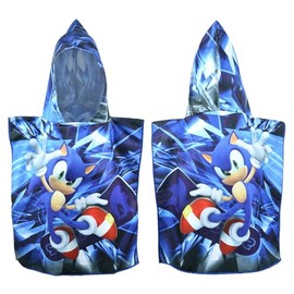 TYLUSPA Children's Bath Towel with Hood, Cartoon Bath Towels Bathrobe Boys Beach Towel Children Ultra Soft and Absorbent Bath Poncho for Girls Boys, Size 50 x 73 cm for 2-6 Years Old (Blue-A)