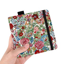 Square 5.1X5.1" 300gsm Watercolor Journal Hardbound 40pgs（20 Sheets Front Back 2 Textures）Travel Size for Calligrapher Colored Pencil Watercolor Sketch Handmade Cloth Cover Notebook Little Peony