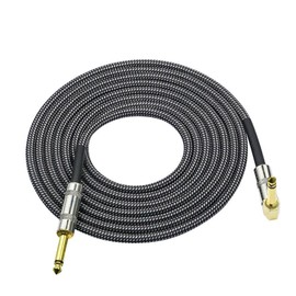 6 Meters/ 20 Feet Musical Instrument Audio Guitar Cable Cord 1/4 Inch Straight to Right-angle Gold-plated TS Plugs PVC Braided Fabric Jacket for Electric Guitar Bass Mixer Amplifier Equalizer