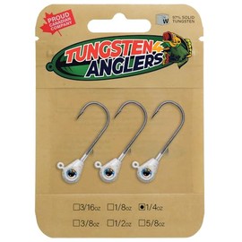Tungsten 4 Anglers – 97% Pure Tungsten Forward Facing Live Sonar Sleek Bomb Jig Heads | 1/4 3/8 1/2oz. Damiki Rig with Bkk Hooks, 3pcs/Bag for Bass, Walleye, Pike Fishing (White, 1/4oz #3/0)