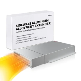 Sideways Floor Air Vent Extender for Under Furniture, 11.9"-23" Adjustable Aluminum Vent Deflector, Heavy-Duty Heat-Resistant HVAC Redirector for Bed, Sofa, Dresser