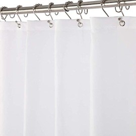 Amazer Stall Fabric Shower Curtain Liner, White Polyester Fabric Shower Curtain Liners Bathroom Shower Curtains, Water Proof, Hotel Quality, 36 x 72 Inches