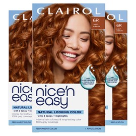 Clairol Nice 'n Easy Permanent Hair Color, 6R Light Auburn, 3 Count