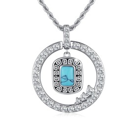 OHAYOO Turquoise Chain Women's Silver 925 Adjustable Pendant Necklace Jewellery for Women, Sterling Silver