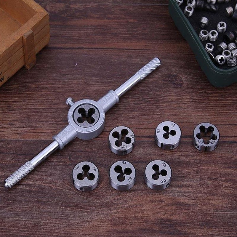 KEWAYO 8-Piece Metric Die Set, Carrying Steel Hand Screw Thread