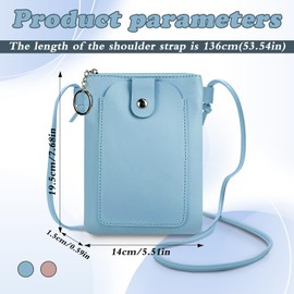 MultiValue Phone Bag Wallet, Leather Crossbody Phone Bag Mini Zipper Crossbody Phone Wallet with Keychian and Magnetic Buckle Ladies Phone Wallet for Woman (Blue)