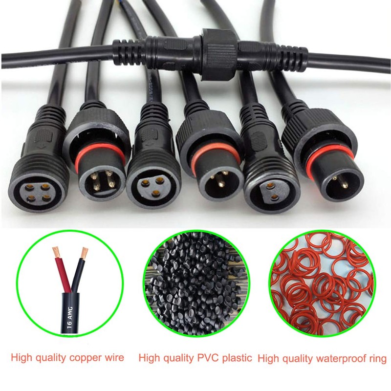 dstfuy Waterproof Connector 2 Wire,16AWG 2Pin Male Female Plug LED