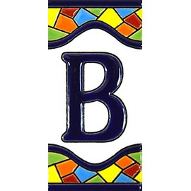 House letters 4 inch. Handpainted house letter tiles for signs, addresses and names. Address numbers for houses. House address numbers and letters. Design MOSAICO MEDIANO 4,29" x 2,13" (LETTER B)
