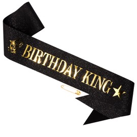 Birthday Sash for Men, Hapdoo Happy Birthday Sash Black Birhday King Boy Sash with Gold Foil Letter, Birthday Decorations for Men Birthday Party Supplies